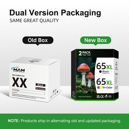 65XL Ink Catridge Compatible for HP 65 Ink Cartridge  Combo Pack with HP Envy 5055 DeskJet 3755 2655 3752 Printer (1 Black, 1 Tri-Color, 2 Pack )