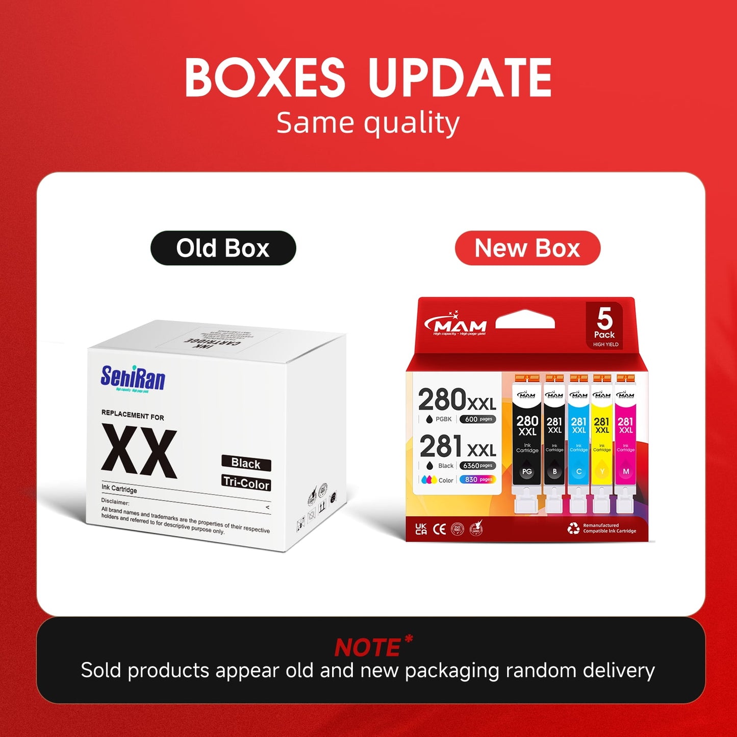 280XXL Ink Cartridge for Canon 280 and 281 Ink Combo for Canon PGI-280 and CLI-281 Multi Work with PIXMA TR8622a TR8600 Ink (5 Pack)