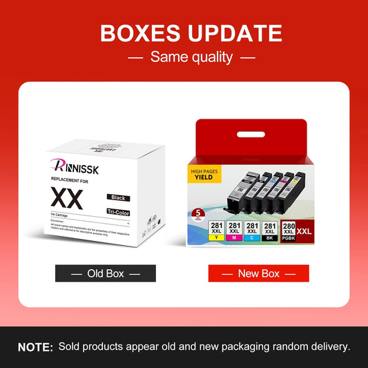 280XXL 281XXL Ink Cartridge for Canon Ink 280 281 PGI-280XXL CLI-281XXL for PIXMA TS9521 TR8520 TS8220 TR7520 TS9120 TS8600 TS9512 Printer (5 Pack)