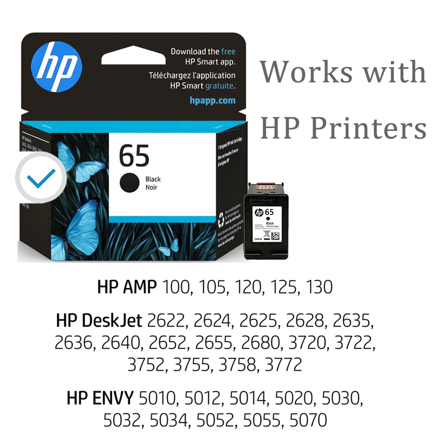 65 Black Ink Cartridges for HP 65 Ink Cartridge for HP Ink 65 Black Combo Compatible Printers(1 Black)