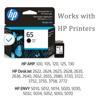 65 Black Ink Cartridges for HP 65 Ink Cartridge for HP Ink 65 Black Combo Compatible Printers(1 Black)