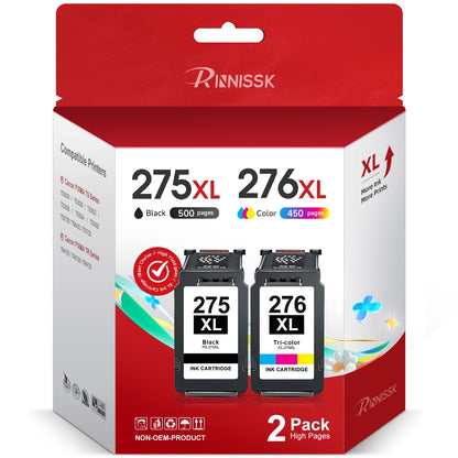 275XL Ink Cartridges for Canon Ink 275 and 276 for PIXMA TS3520 TS3522 TS3500 TR4720 TR4700 Printers (2 Pack - Black , Tri-color)