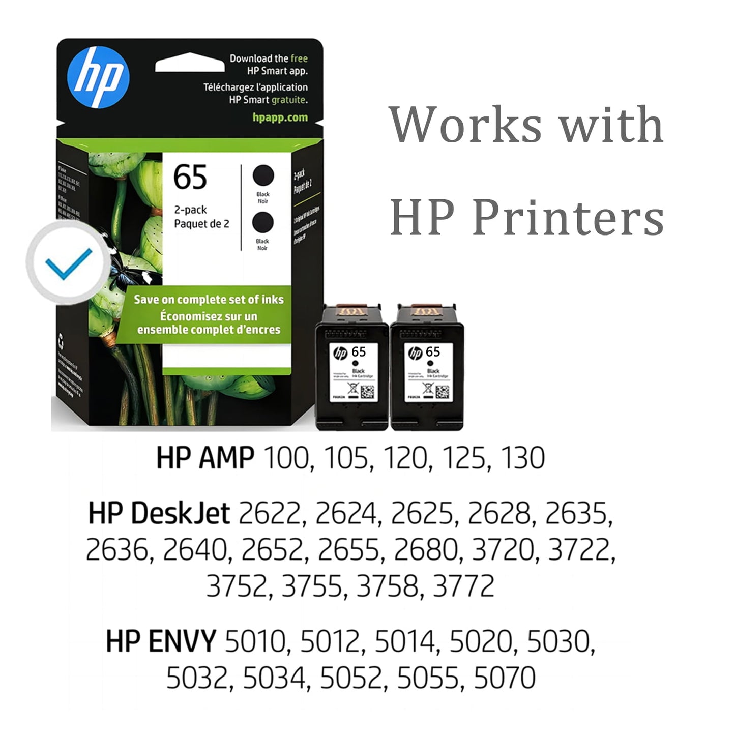 65 Ink Cartridges Compatible for HP 65 Ink Cartridge for HP Ink 65 Black Combo Printers(2 Black)