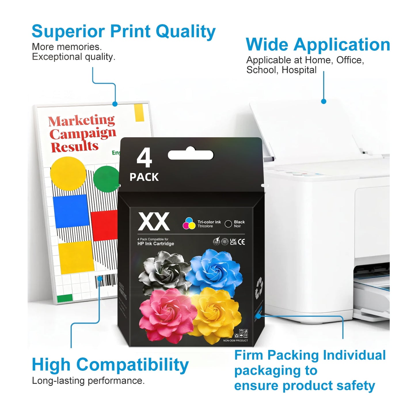 952 Ink for HP 952 Ink Cartridges (4-pack) Compatible for 952XL Ink Cartridges Combo Pack Work with Officejet 8740 Ink Series