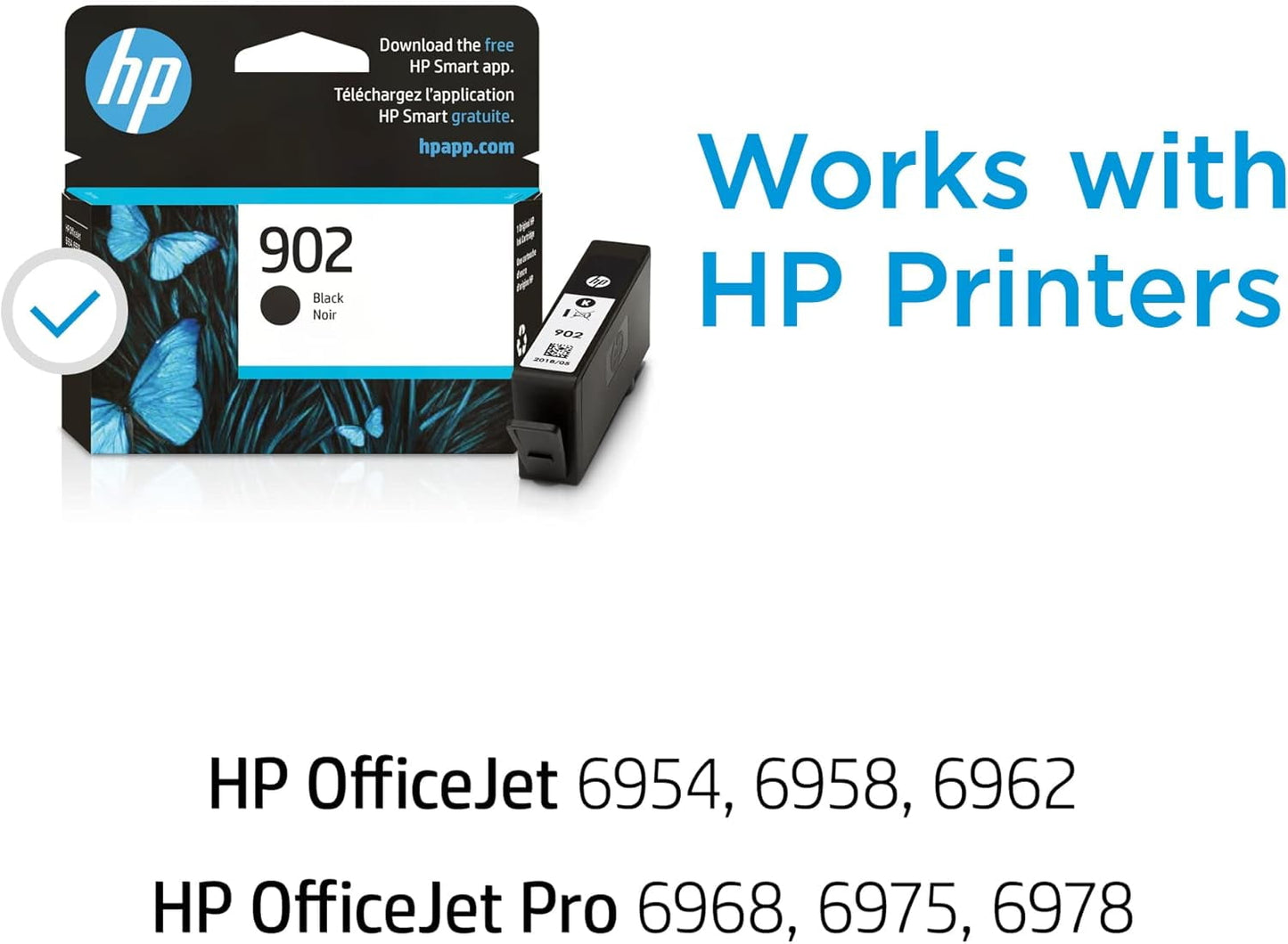 902 Black Ink Cartridge for HP 902 Ink Cartridges (1 Pack) Compatible for 902XL Ink HP OfficeJet 6958 Ink Series