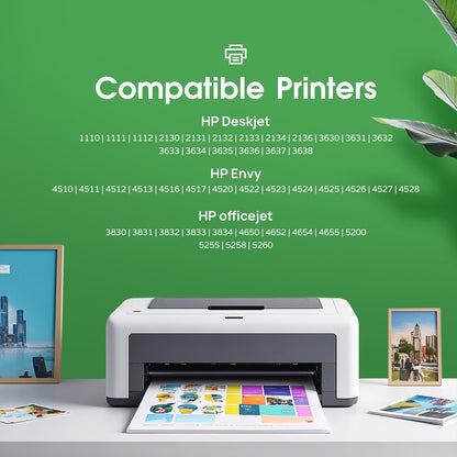 63XL 63 Ink Compatible for HP 63 Ink Cartridge Combo Pack for HP Ink 63 63XL OfficeJet 3830 4650 5255 Envy 4520  DeskJet 1112  (Black Tri-Color)