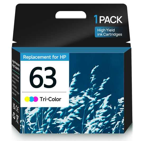 63 Tri-color Ink Cartridge Compatible  for HP 63 Ink Cartridges (1 Color)  Works with HP Officejet 3830 4650 3832 5258 5255 5200 Envy Printer
