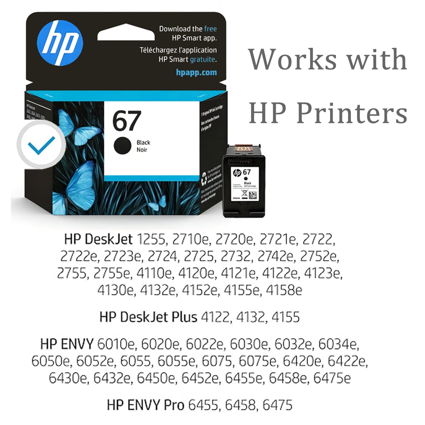 67 Black Ink Catridges Compatible for HP 67 Ink Cartridges for HP 67 Ink Black for HP Printer Ink 67 (1 Black )