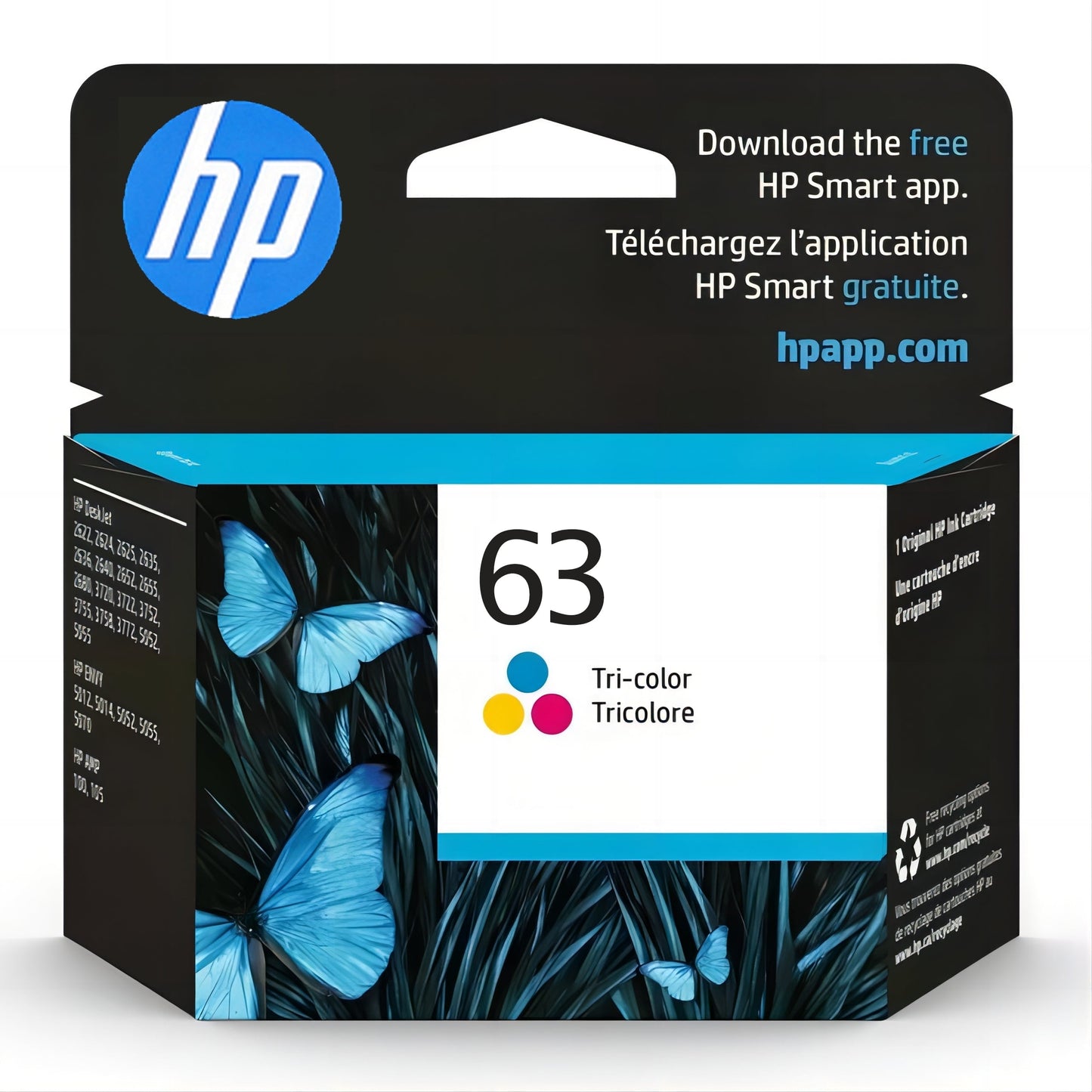 63 Tri-color Ink Cartridge Compatible  for HP 63 Ink Cartridges (1 Color)  Works with HP Officejet 3830 4650 3832 5258 5255 5200 Envy Printer