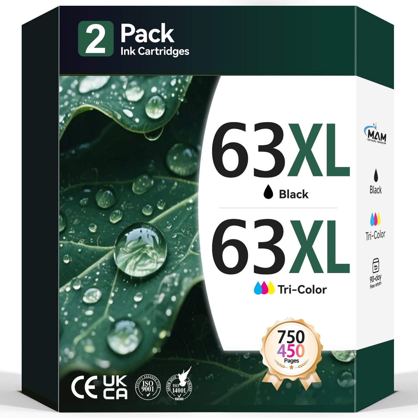 63XL 63 Ink Compatible for HP 63 Ink Cartridge Combo Pack for HP Ink 63 63XL OfficeJet 3830 4650 5255 Envy 4520  DeskJet 1112  (Black Tri-Color)