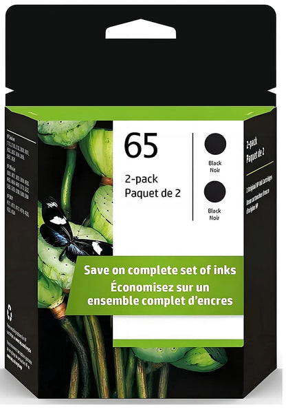 65 Ink Cartridges for Ink HP 65 Ink Cartridge Black Combo Printers Compatible for HP Printer Ink 65 (2 Black)
