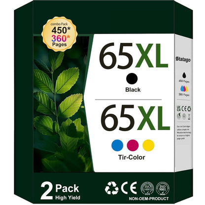 65 Ink Cartridges for HP 65XL Ink Cartridge Combo Compatible for Printer Ink HP 65 with DeskJet 3755 3772 Envy 5055 5052 (Black, Tri-Color)