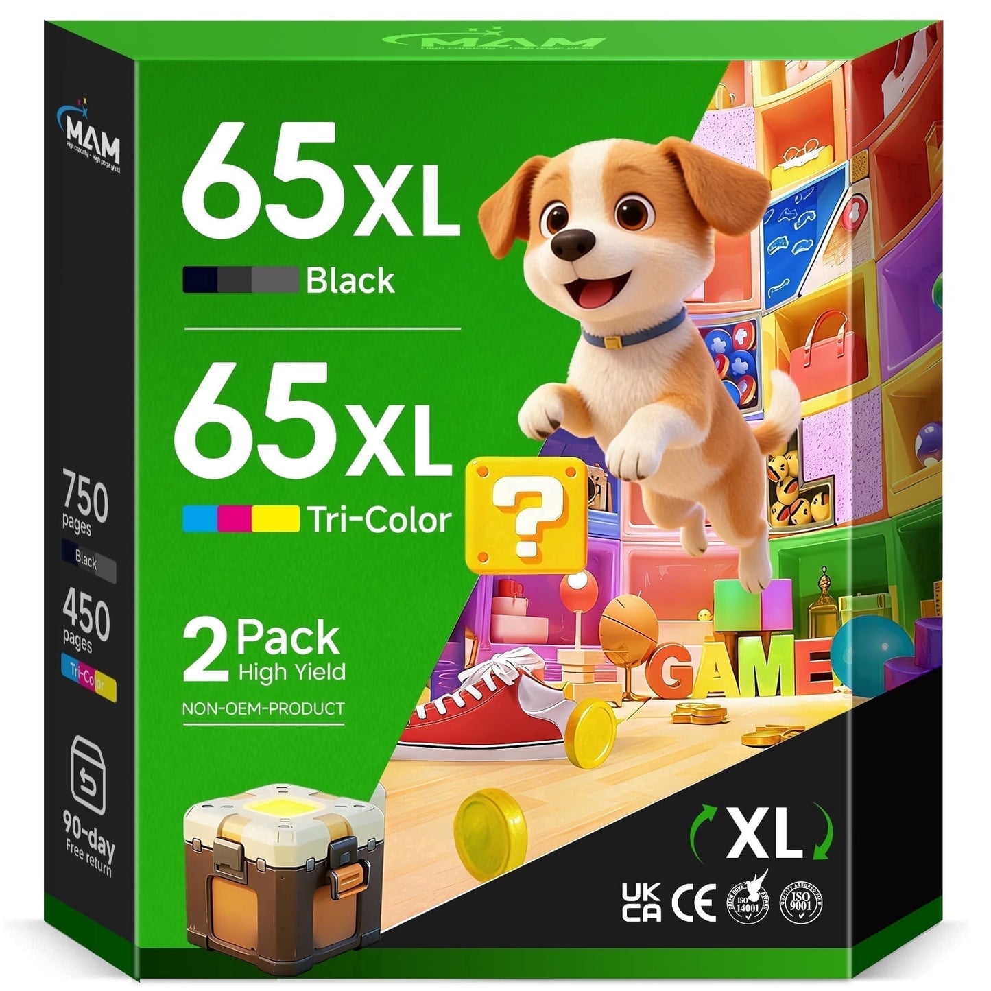 65 Ink Cartridges for HP 65XL Ink Cartridge Combo Compatible for Printer Ink HP 65 with DeskJet 3755 3772 Envy 5055 5052 (Black, Tri-Color)