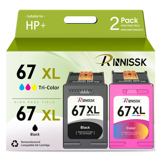 67 Black Ink Catridges Compatible for HP 67 Ink Cartridges for HP 67 Ink Black for HP Printer Ink 67 (2 Black )