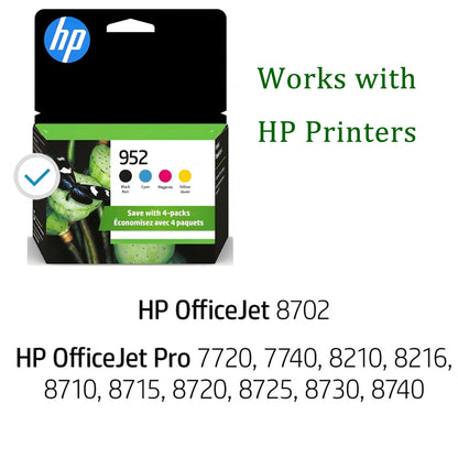 952 Ink for HP 952 Ink Cartridges (4-pack) for HP 952XL Ink Cartridges Combo Pack Compatible for HP Officejet 8740 Ink Series
