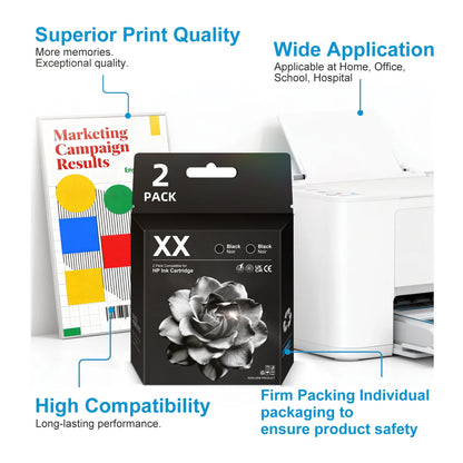 65 Ink Cartridges for Ink HP 65 Ink Cartridge Black Combo Printers Compatible for HP Printer Ink 65 (2 Black)