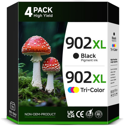 902XL Ink Cartridge Compatible for HP 902 Ink Cartrridges Combo Pack for OfficeJet Pro 6950 6958 6960 6962 Printers(Black, Cyan, Magenta, Yellow, 4 Pack)