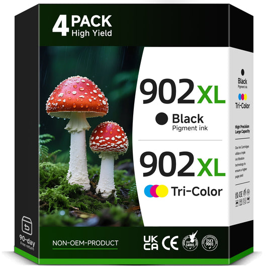 902XL Ink Cartridge Compatible for HP 902 Ink Cartrridges Combo Pack for OfficeJet Pro 6950 6958 6960 6962 Printers(Black, Cyan, Magenta, Yellow, 4 Pack)
