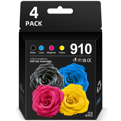 910 Ink for HP 910 Ink Cartridges Combo Pack (4-pack) Compatible for 910 XL HP Printer Ink HP OfficeJet 8010 Ink Series