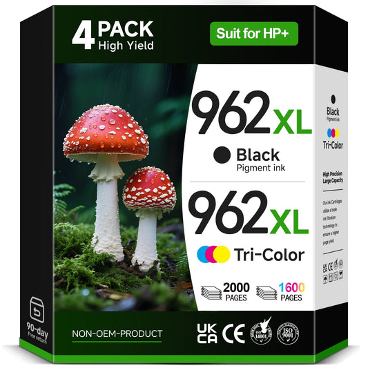 962XL Ink Cartridges Compatible for HP 962 Ink Cartridges OfficeJet Pro 9015 9025 9020 9010 9018 9012 Printer Ink-4 Pack(Black, Cyan, Magenta, Yellow)