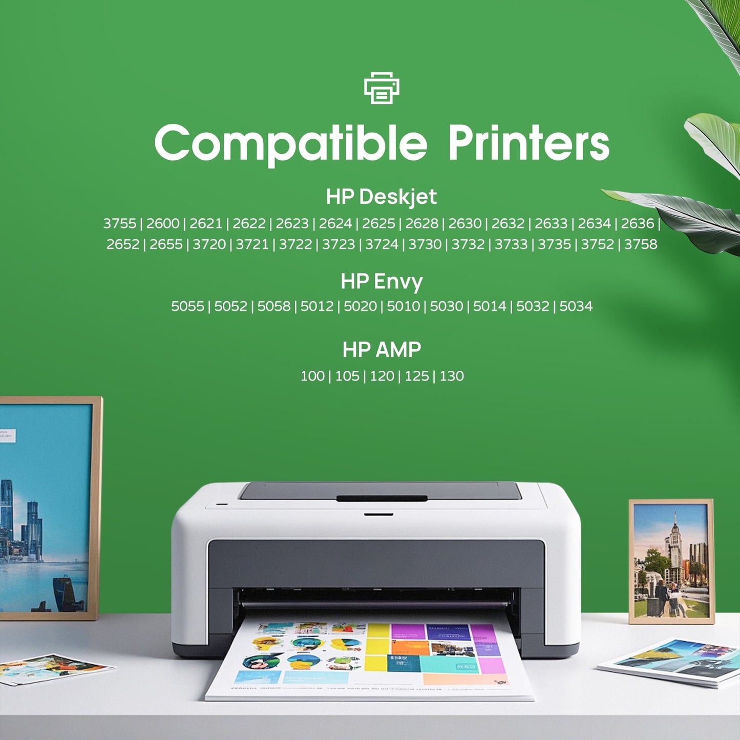 65XL Ink Catridge Compatible for HP 65 Ink Cartridge  Combo Pack with HP Envy 5055 DeskJet 3755 2655 3752 Printer (1 Black, 1 Tri-Color, 2 Pack )