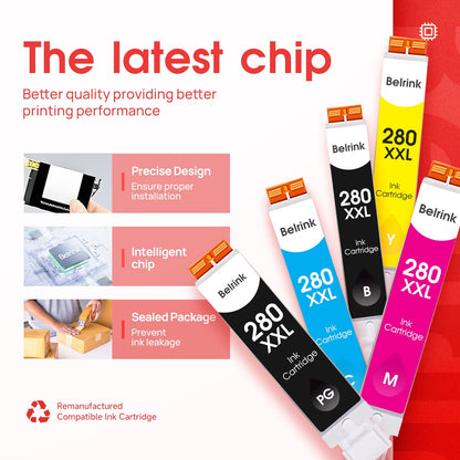 280XXL Ink Cartridge for Canon 280 and 281 Ink Combo for Canon PGI-280 and CLI-281 Multi Work with PIXMA TR8622a TR8600 Ink (5 Pack)