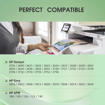 65 Ink Cartridges for HP 65 Ink Cartridge Combo Pack Compatible for HP Printers Ink 65 (1 Black 1 Tri-color , 2 Pack)